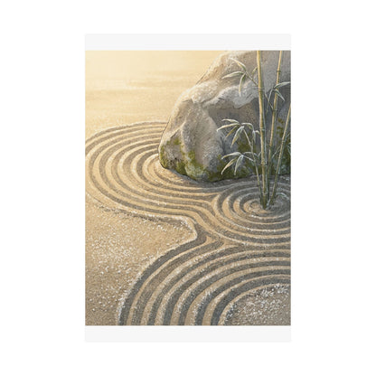 Rock Garden Ukiyo E Inspired Wall Art Print | Peaceful Zen Art