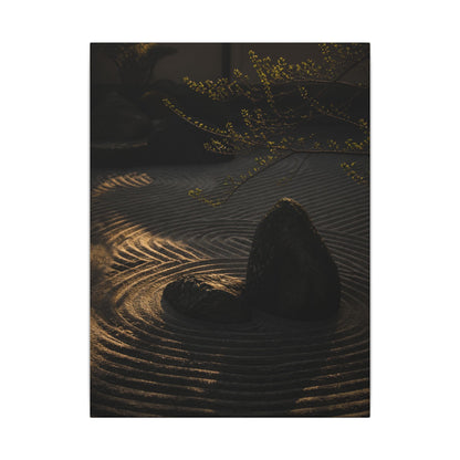 Ma Rock Garden Canvas Art - Dark Japandi Shadow Zen