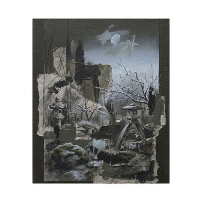 Winter Moonlit Garden Dark Texture Canvas Art | Moody Decor