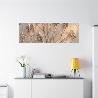 Japandi Dried Flowers in Golden Hour | Watercolor Canvas Art