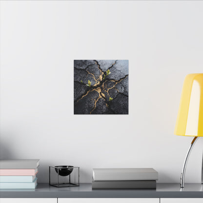 Ma Cracked Earth Canvas Art - Dark Japandi Charcoal Ink