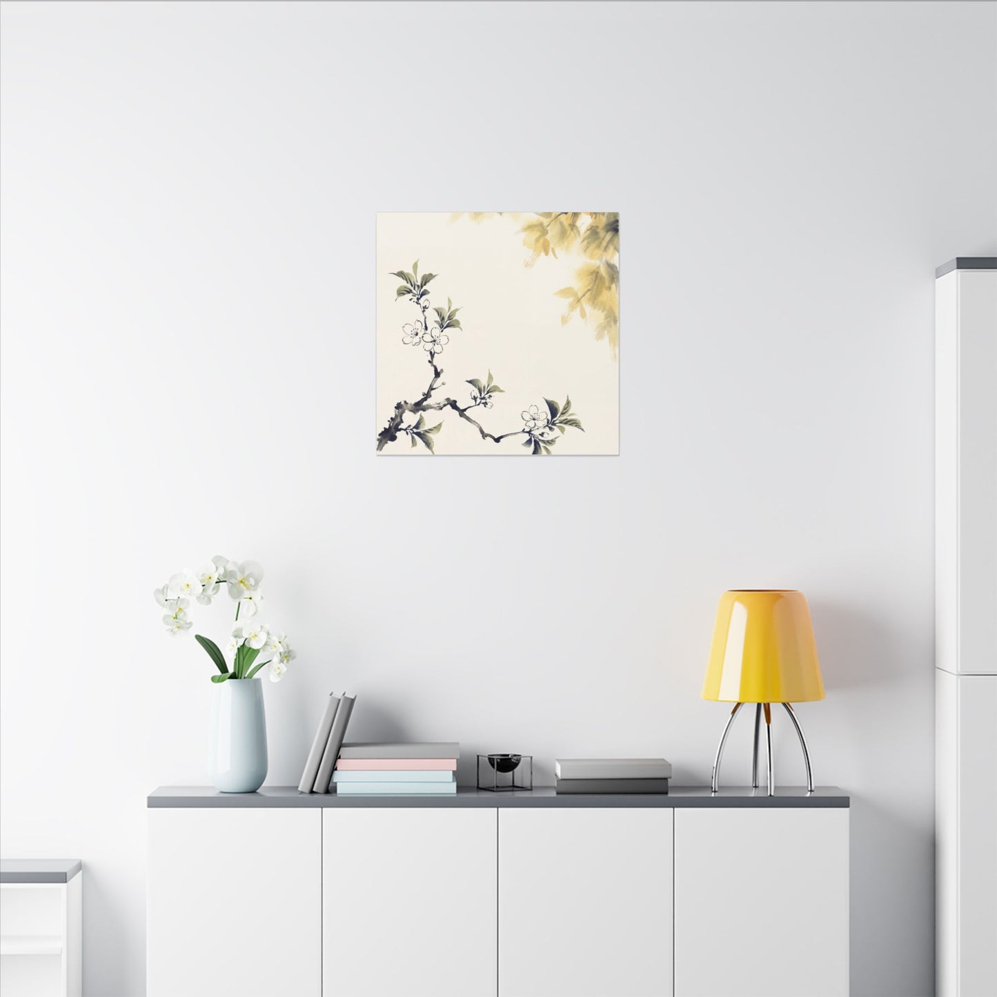 Kanso Cherry Blossom Canvas Art - Zen Sumi E