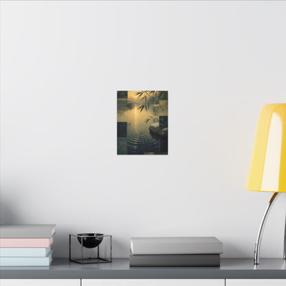 Zen Water Ripple in Golden Hour | Ukiyo E Inspired Canvas Art