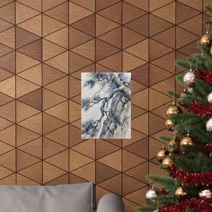 Seijaku Pine Tree Wall Art Print - Japandi Watercolor