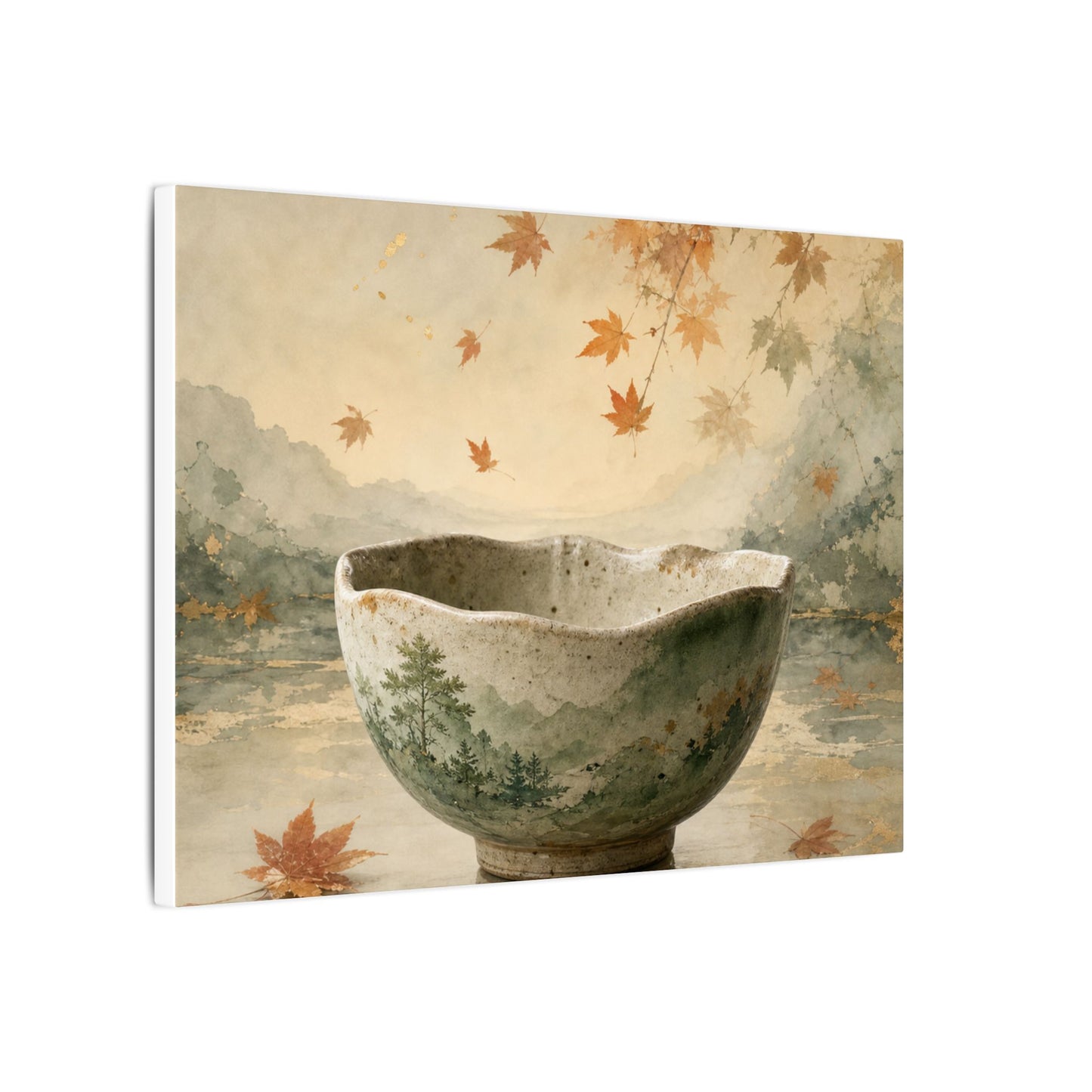 Autumn Ceramic Bowl Watercolor Canvas Art | Cozy Decor