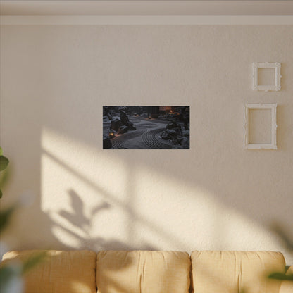 Candlelight Rock Garden Canvas Art - Dark Japandi Fukinsei