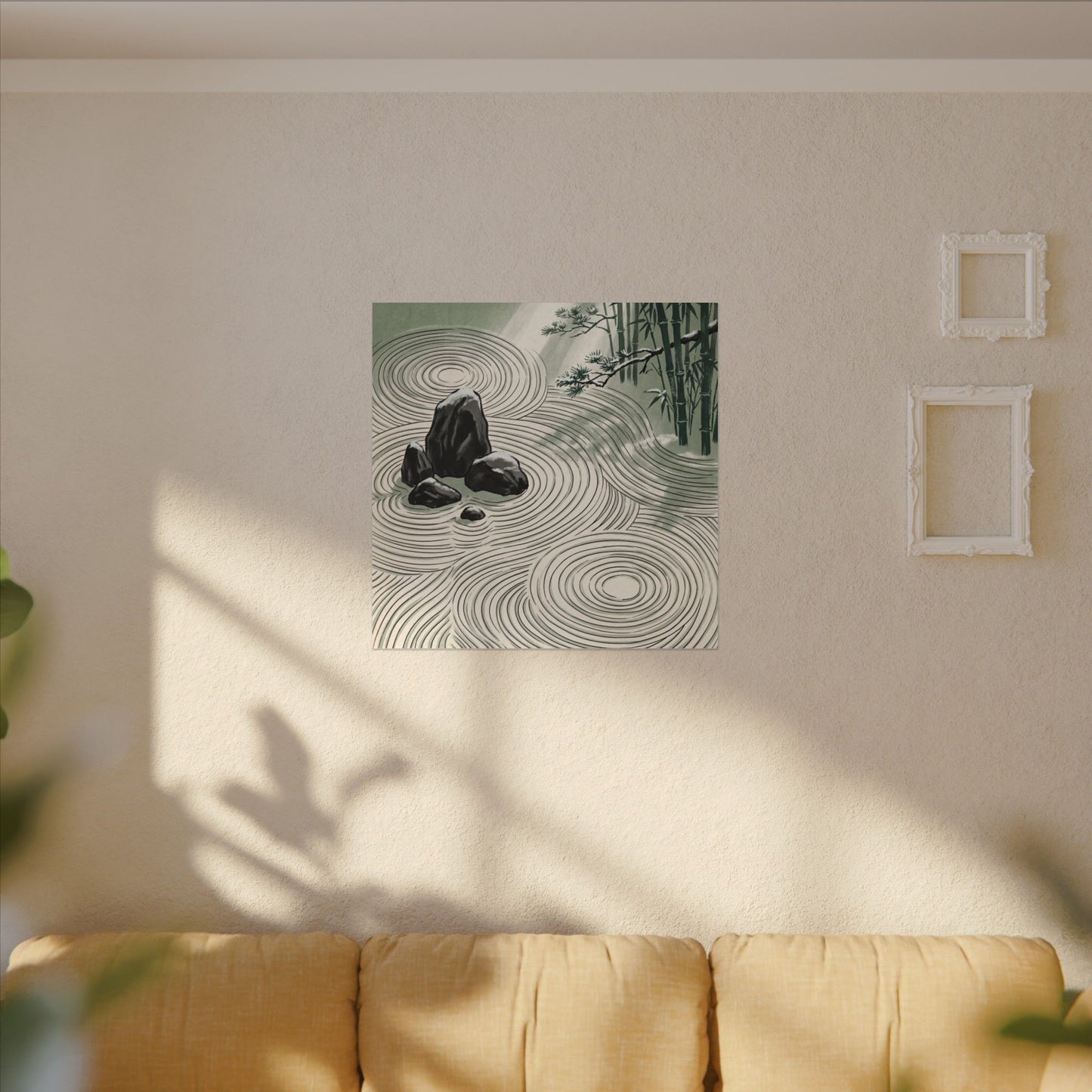 Shibui Rock Garden Canvas Art - Zen Ukiyo E Inspired
