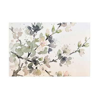 Cherry Blossom Watercolor Canvas Art | Elegant Japandi Art