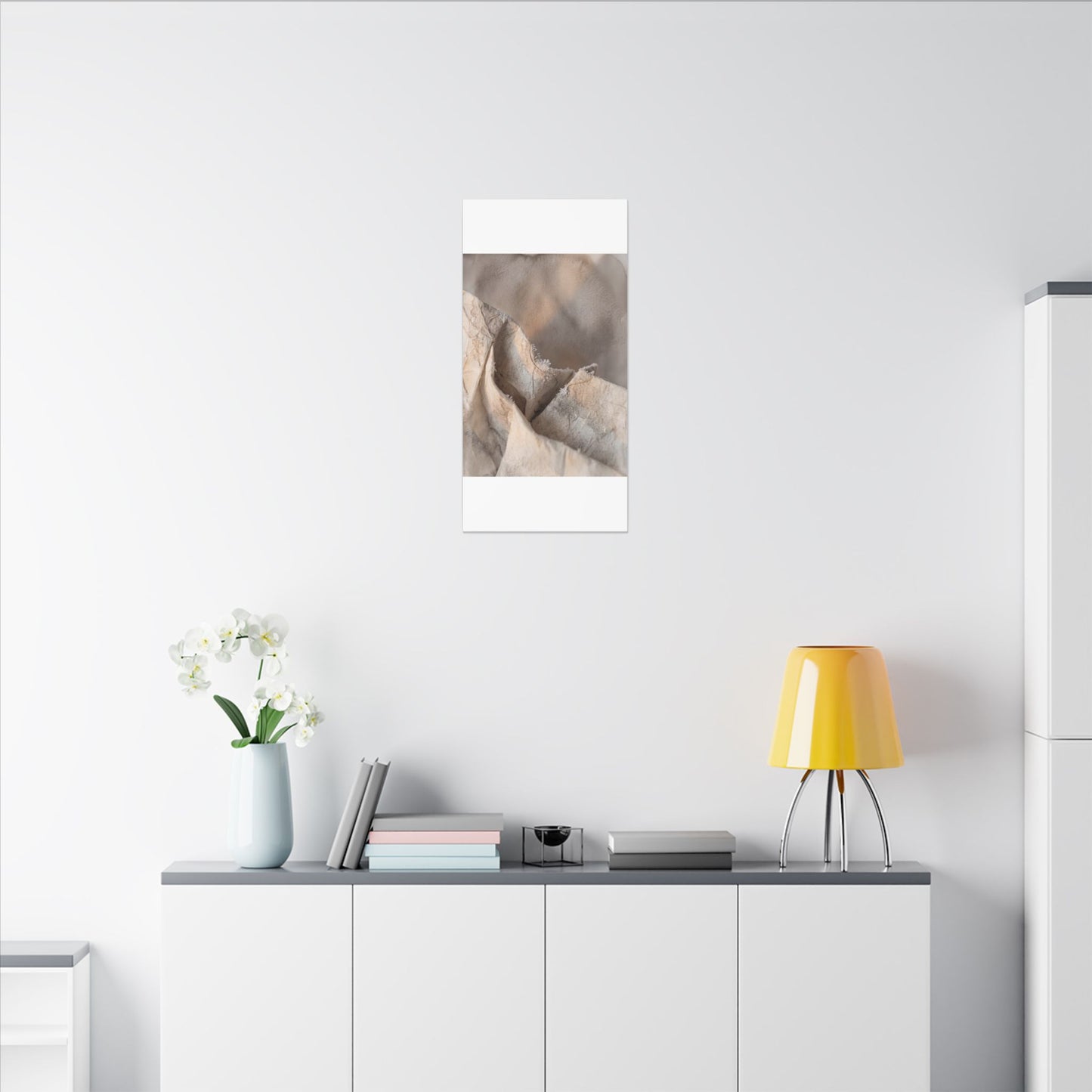 Japandi Paper Fold in Candlelight | Watercolor Canvas Art