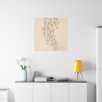 Japandi Wisteria in Golden Hour | Minimal Line Canvas Art