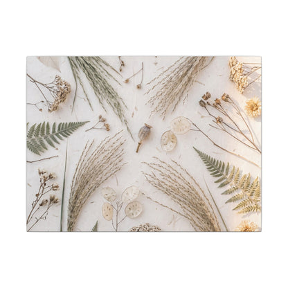 Elegant Dried Flowers Canvas Art - Japanese Pattern Japandi