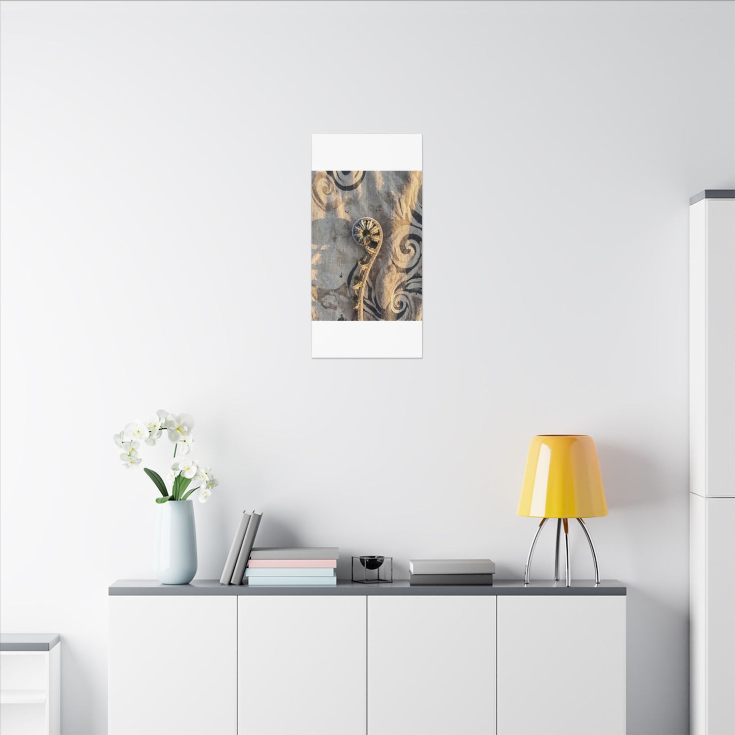 Fern Unfurling Canvas Art | Winter Japandi Japanese Pattern Art