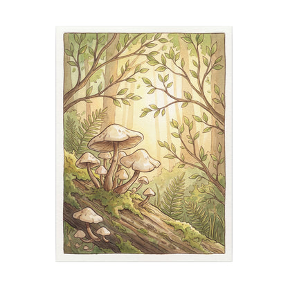 Spring Wild Mushrooms Mushroom Illustration Canvas Art | Cozy Decor