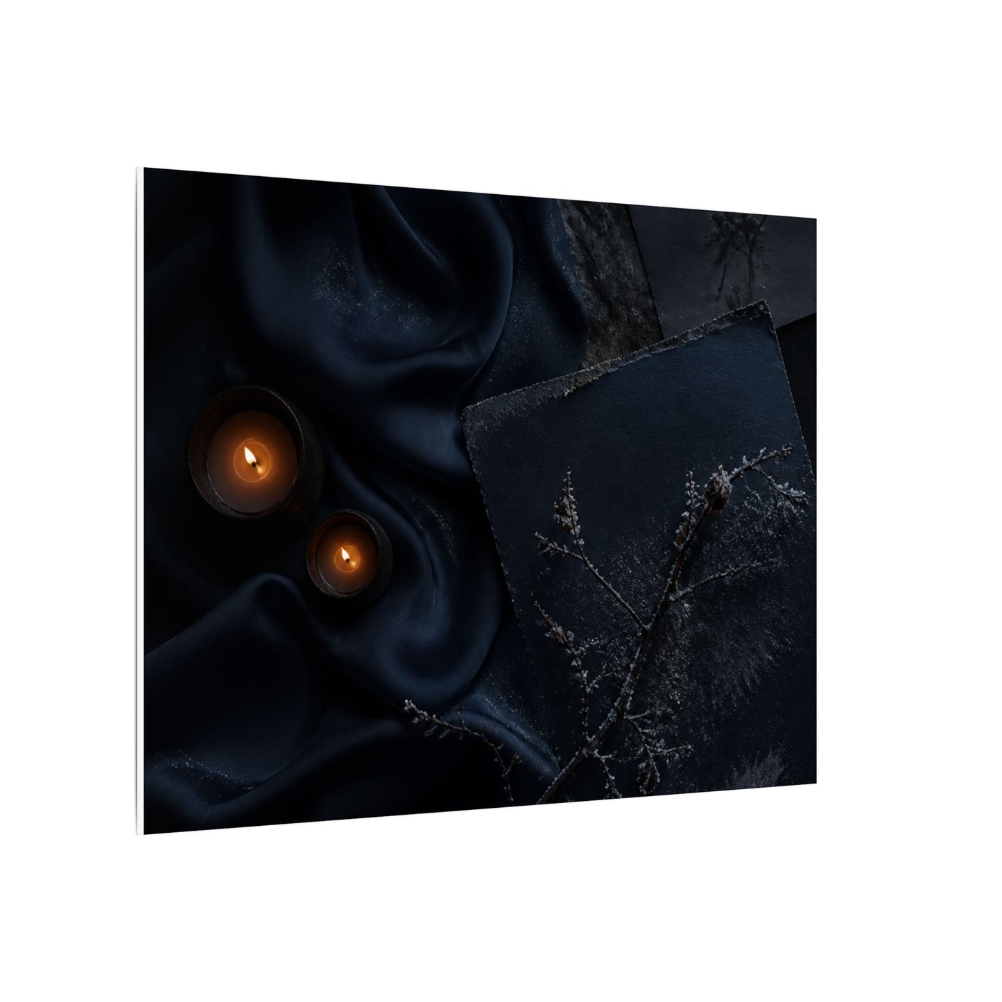 Candlelight Silk Drape Canvas Art - Dark Japandi Kanso