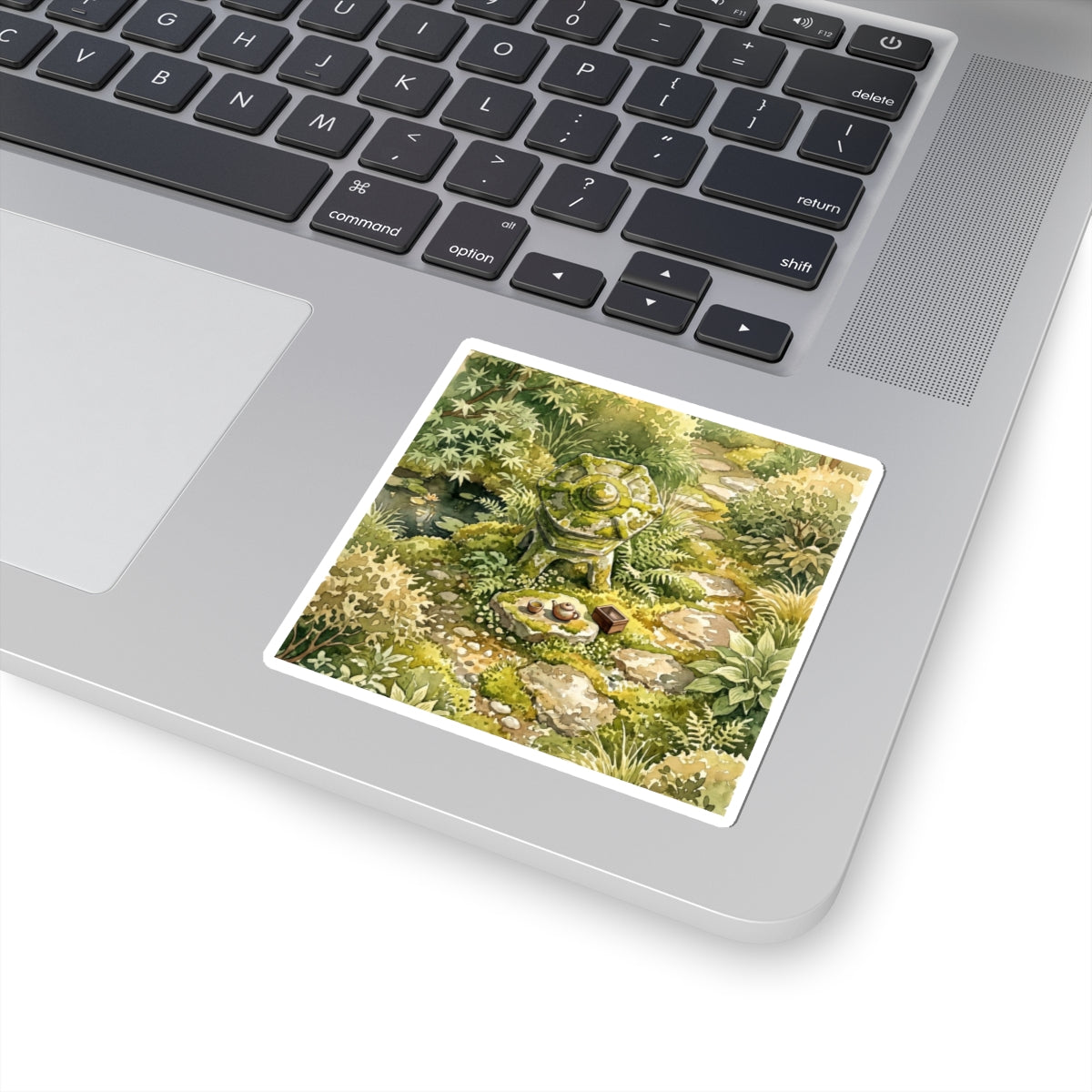 Stone Lantern Watercolor Sticker | Neutral Japandi Art