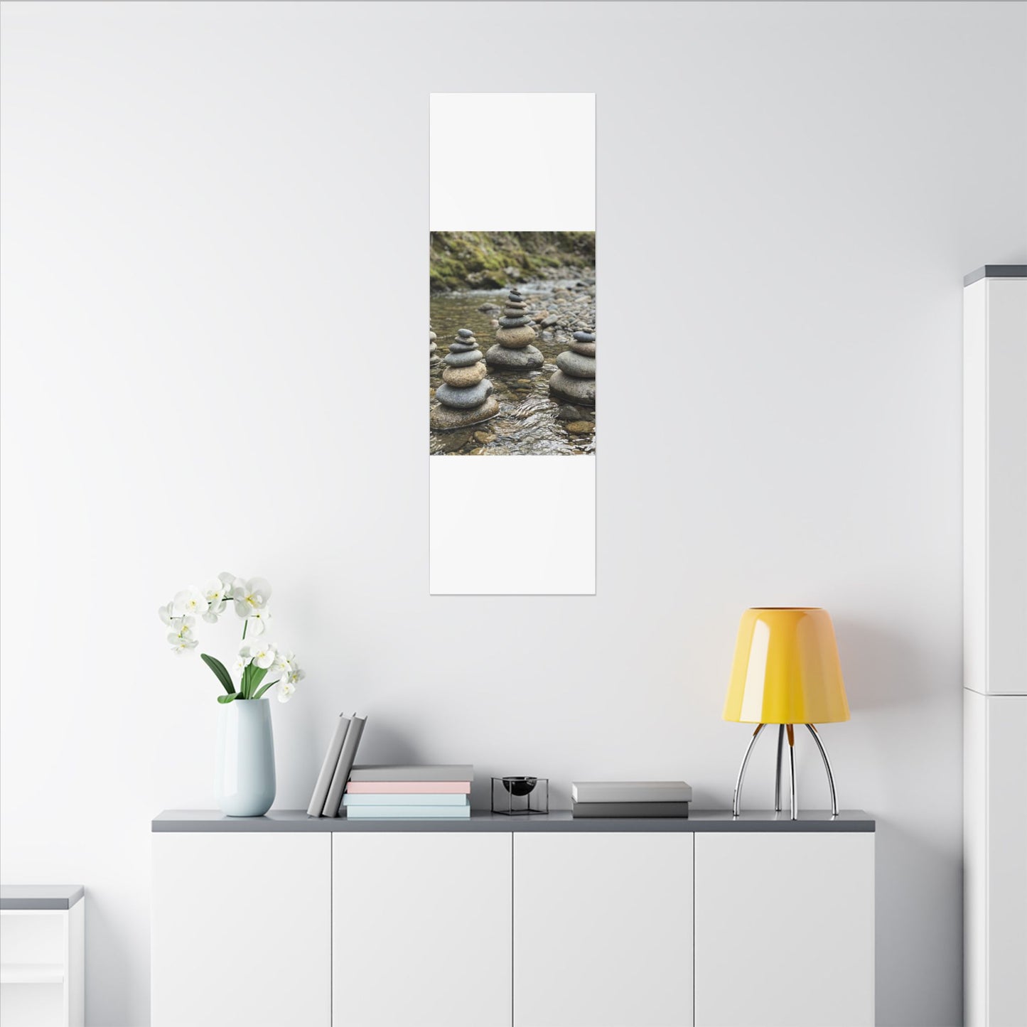 Zen River Stones in Dawn | Karesansui Canvas Art