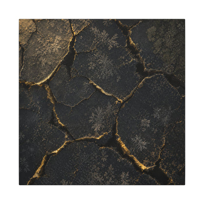 Cracked Earth Canvas Art | Winter Dark Japandi Shadow Zen Art