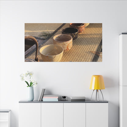 Kintsugi Tea Ceremony in Golden Hour | Gold Repair Canvas Art