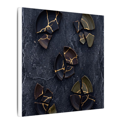 Broken Pottery Canvas Art | Winter Dark Japandi Shadow Zen Art