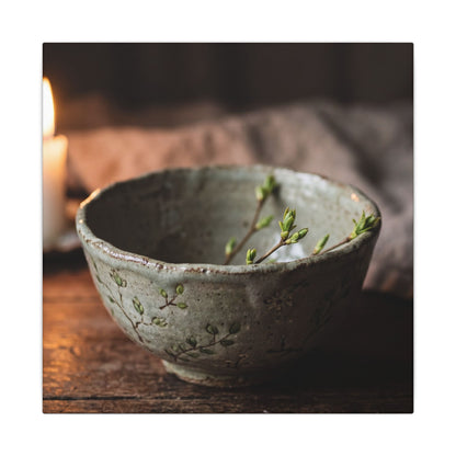 Ceramic Bowl Spring Canvas Art | Japandi Neutral Design