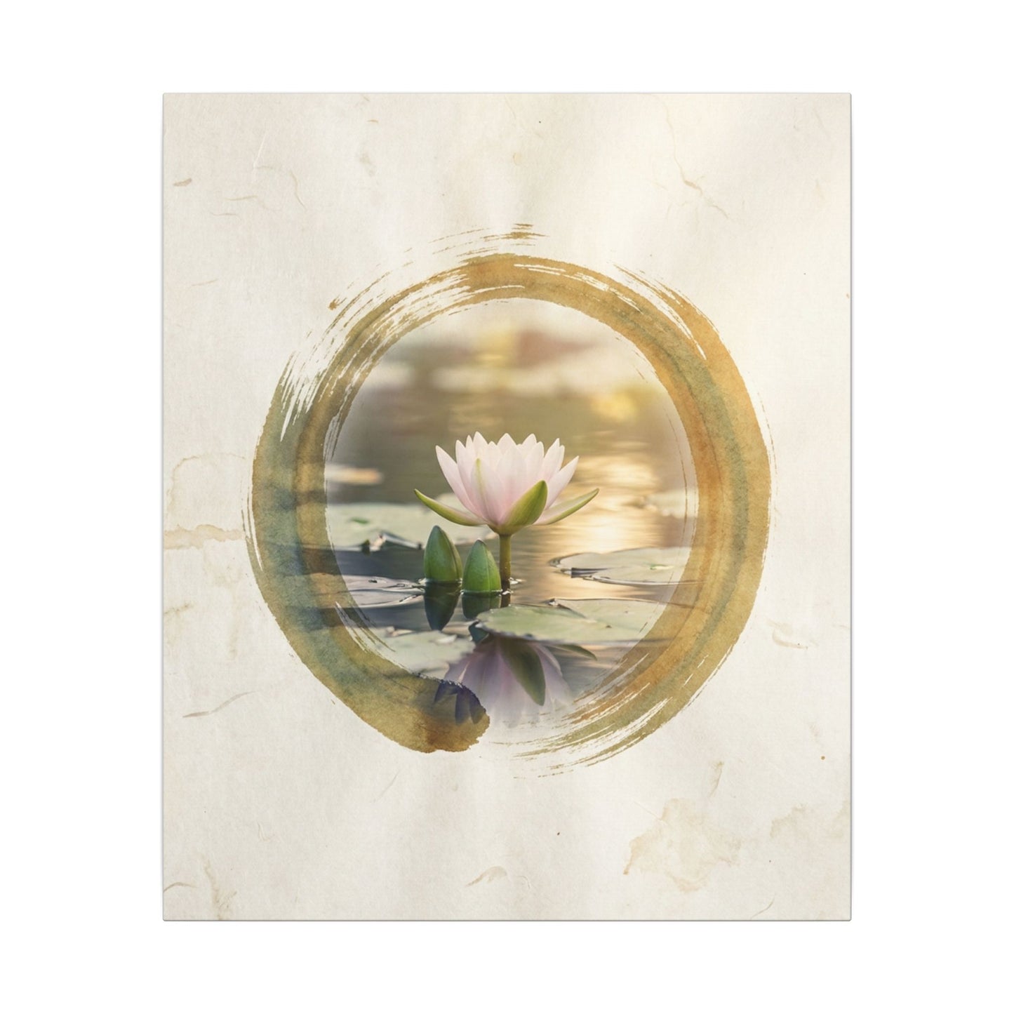 Peaceful Lotus Flower Canvas Art - Enso Zen