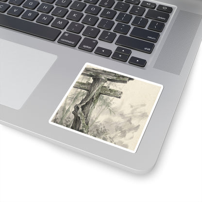 Fukinsei Torii Gate Sticker - Zen Sumi E Art Print
