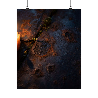 Dark Japandi Rust Patina in Candlelight | Charcoal Ink Wall Art Print Art Print