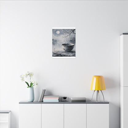 Seijaku Ceramic Bowl Canvas Art - Zen Sumi E