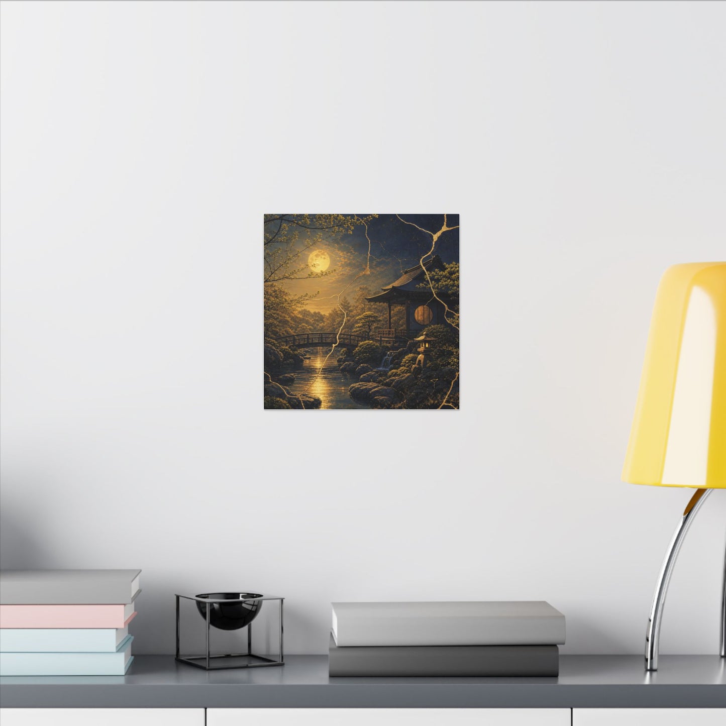 Spring Moonlit Garden Gold Vein Canvas Art | Resilient Decor