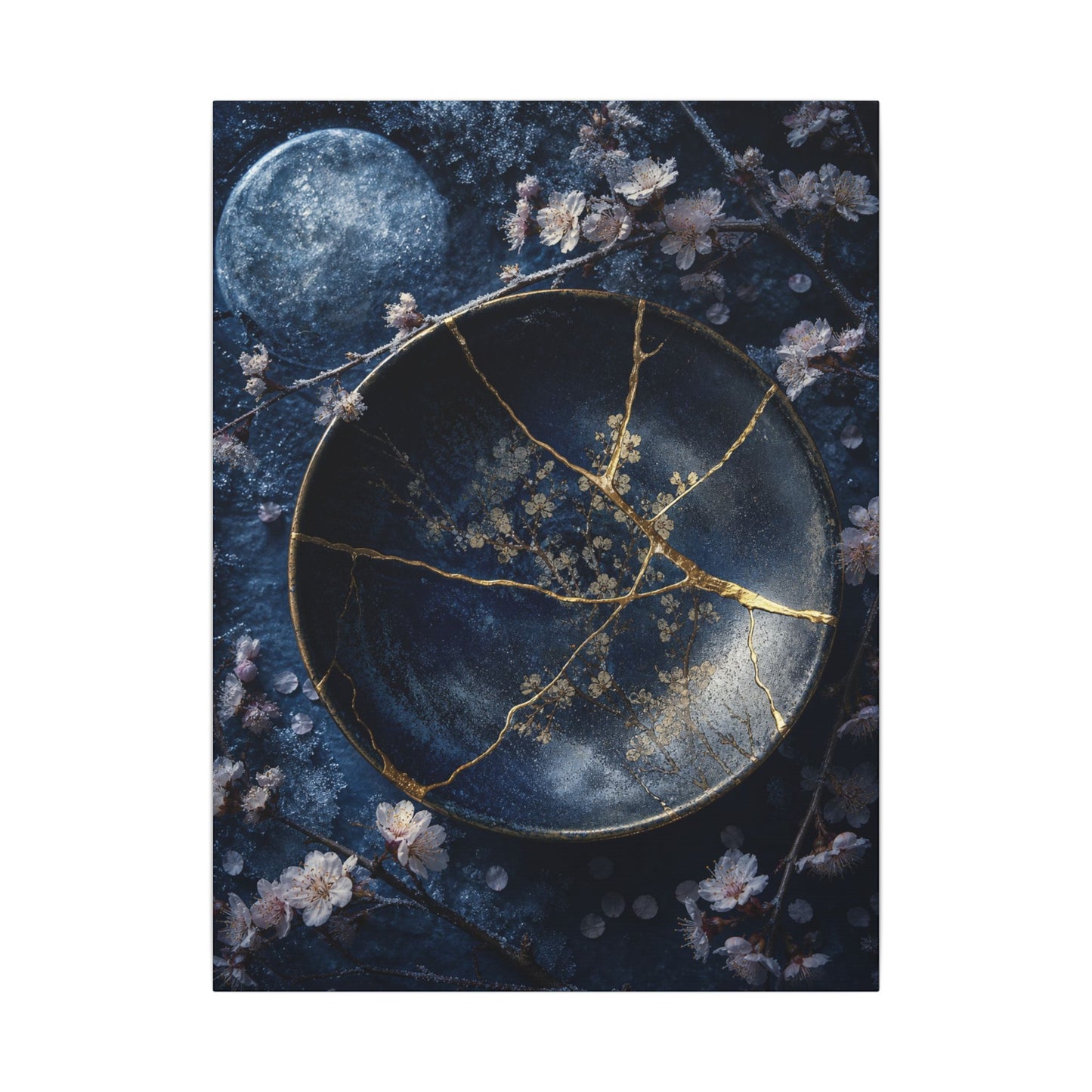 Cherry Blossom Winter Canvas Art | Kintsugi Philosophical Design