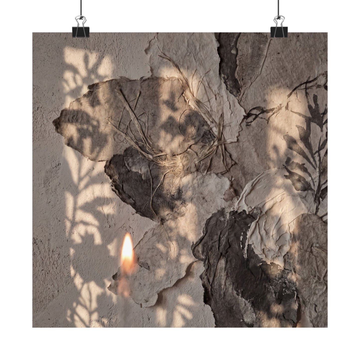 Japandi Shadow Play in Candlelight | Texture Wall Art Print Art Print