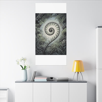 Zen Fern Unfurling in Dawn | Ukiyo E Inspired Canvas Art