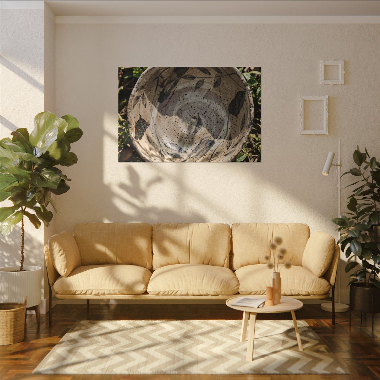 Elegant Ceramic Bowl Canvas Art - Japanese Pattern Japandi