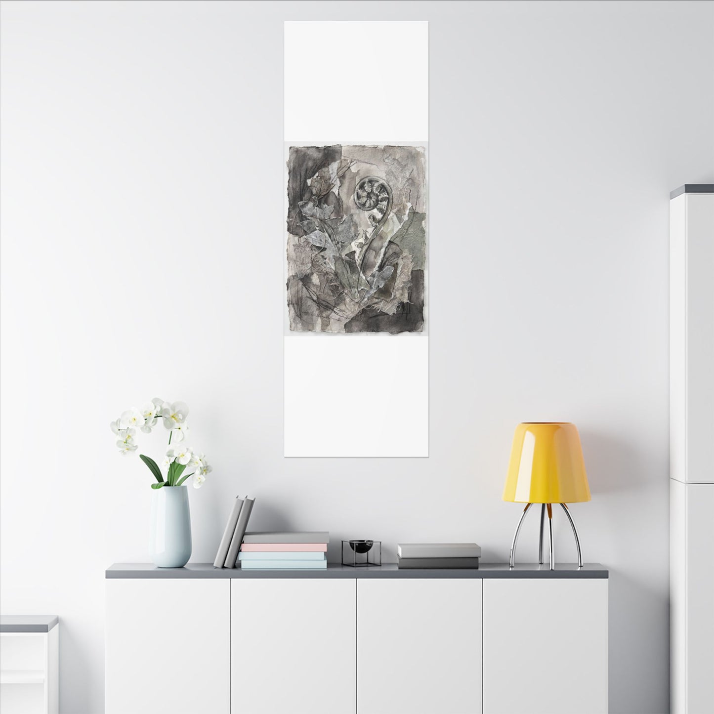 Japandi Fern Unfurling in Overcast | Texture Canvas Art