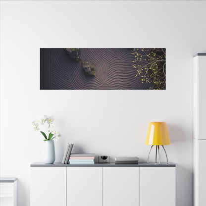Dark Japandi Rock Garden in Dawn | Shadow Zen Canvas Art