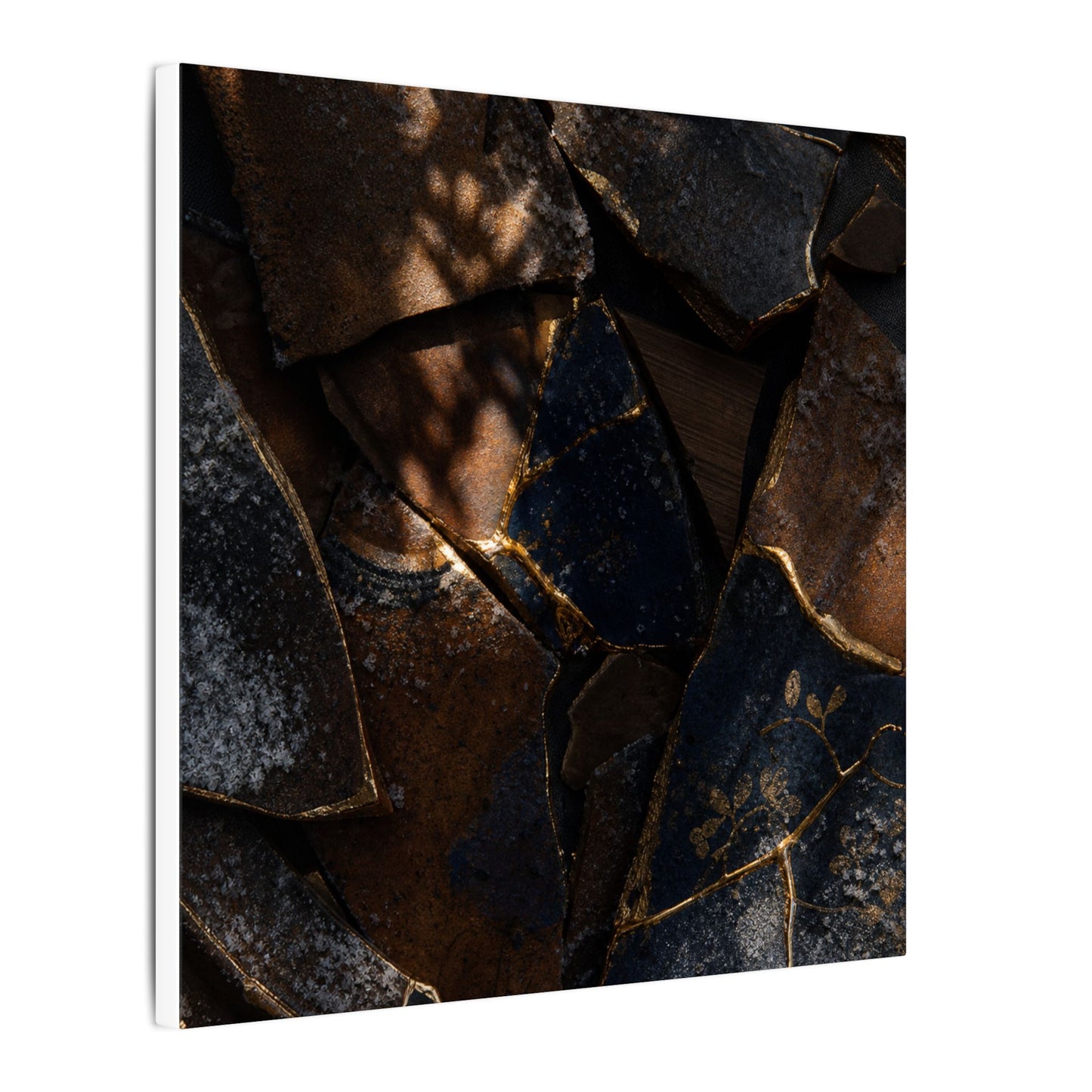 Fukinsei Broken Pottery Canvas Art - Dark Japandi Dark Texture