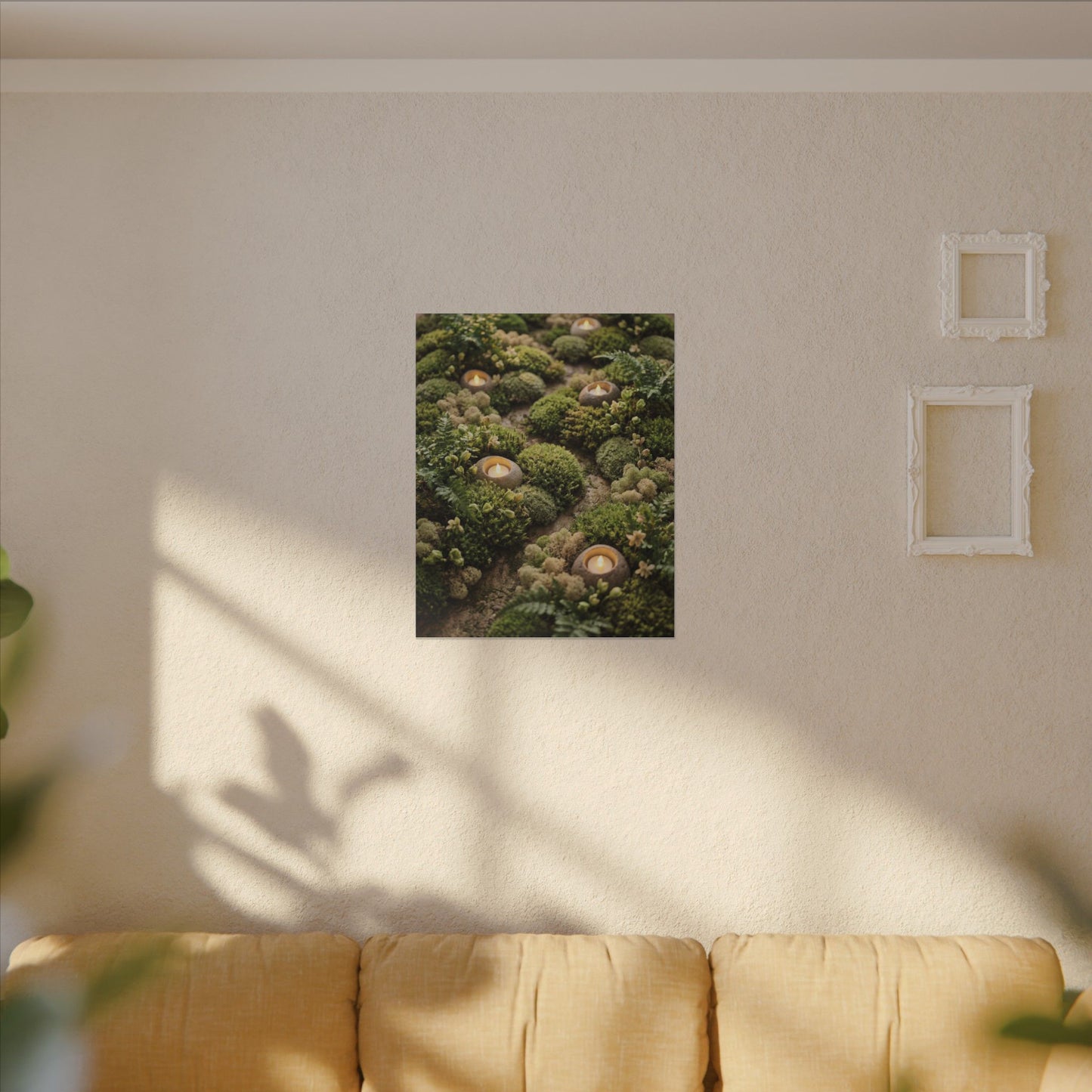 Moss Close Up Japanese Pattern Canvas Art | Neutral Japandi Art