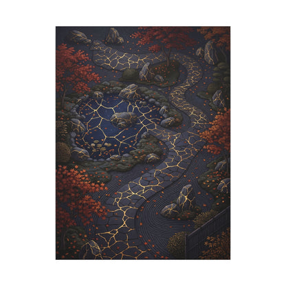 Moonlit Garden Gold Vein Canvas Art | Resilient Kintsugi Art