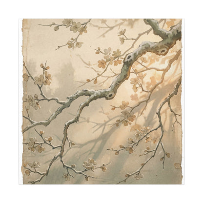Cherry Blossom Canvas Art | Winter Japandi Japanese Pattern Art
