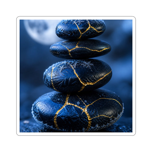 River Stones Sticker | Winter Kintsugi Gold Repair Art