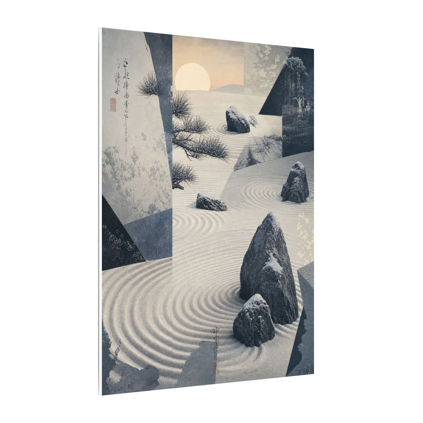 Seijaku Rock Garden Canvas Art - Zen Ukiyo E Inspired