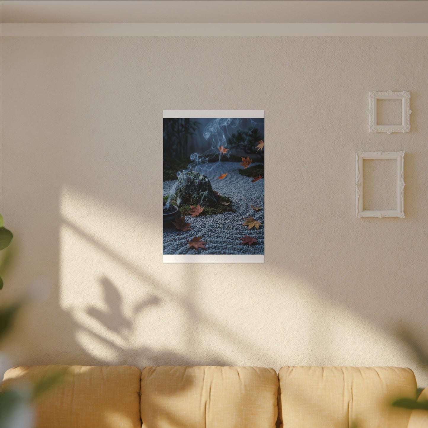 Autumn Incense Smoke Karesansui Canvas Art | Calm Decor