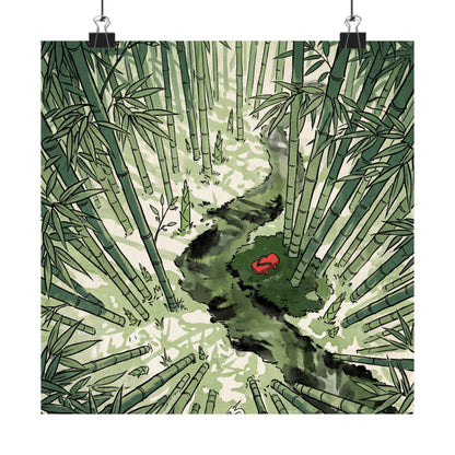 Zen Bamboo Grove in Overcast | Ukiyo E Inspired Wall Art Print