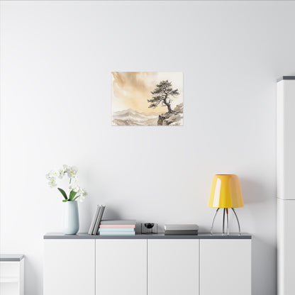 Pine Tree Canvas Art | Winter Japandi Watercolor Art