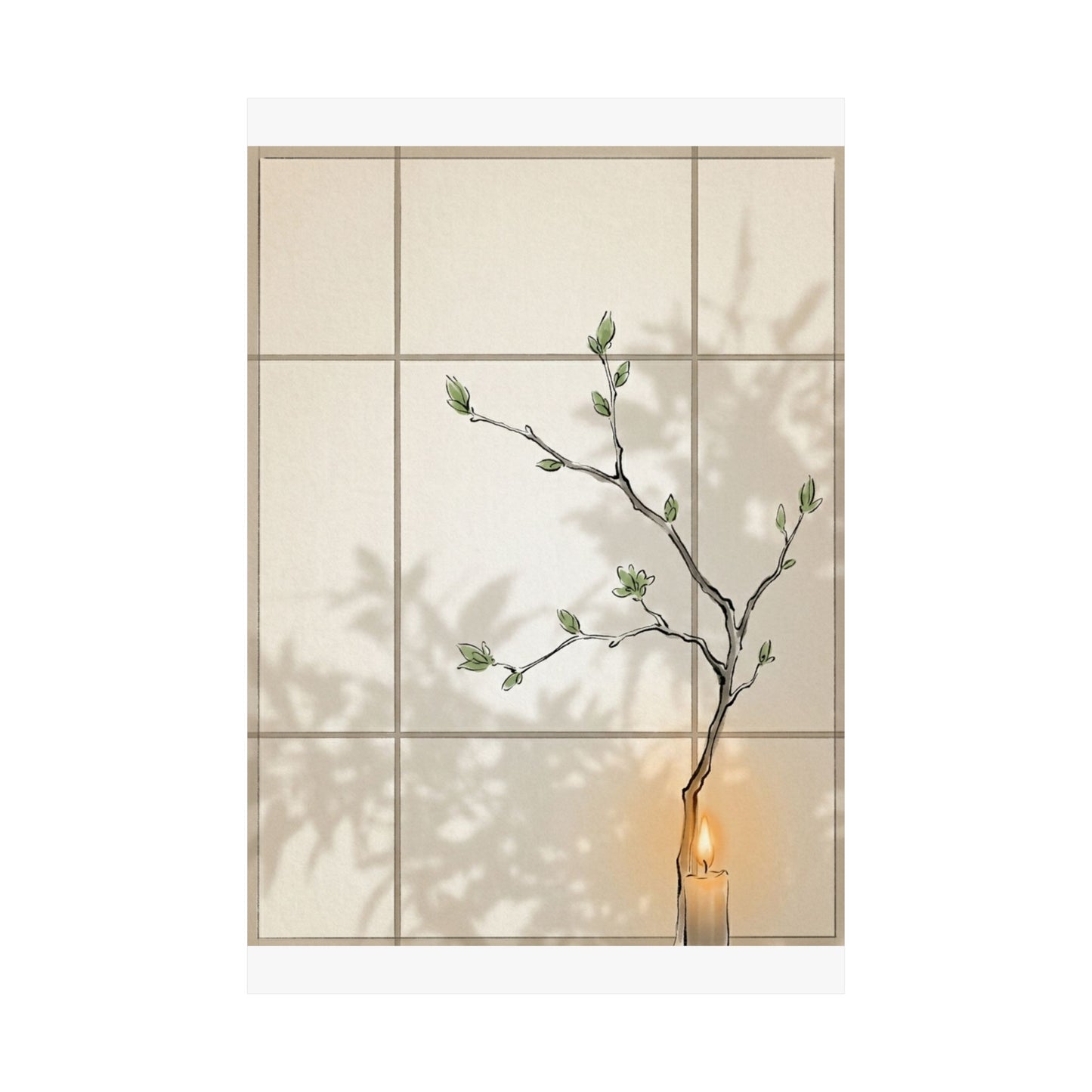 Shoji Screen Minimal Line Wall Art Print | Earthy Japandi Art