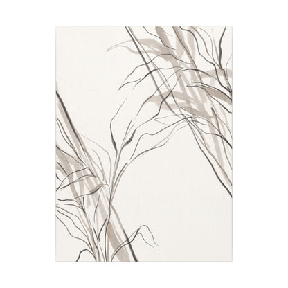 Neutral Shoji Screen Canvas Art - Minimal Line Japandi