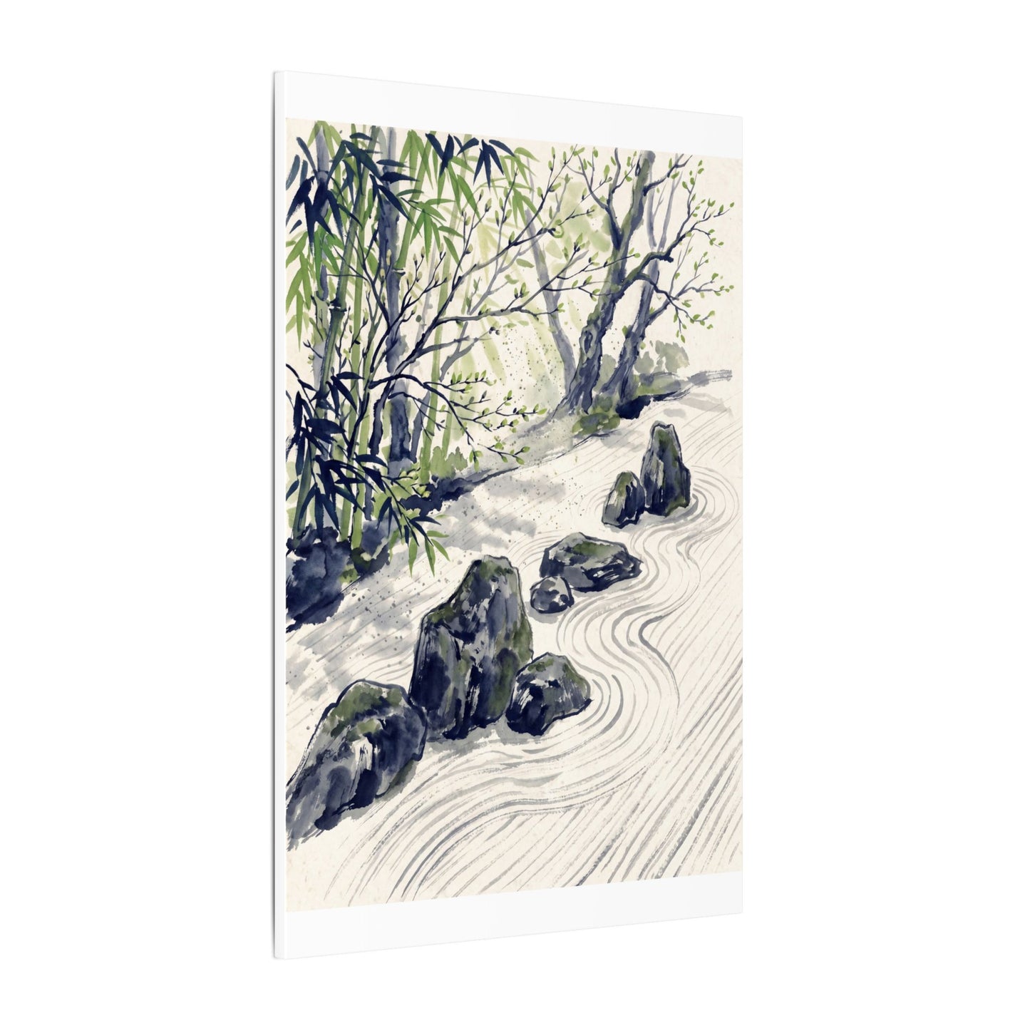 Dappled Rock Garden Canvas Art - Zen Mono No Aware