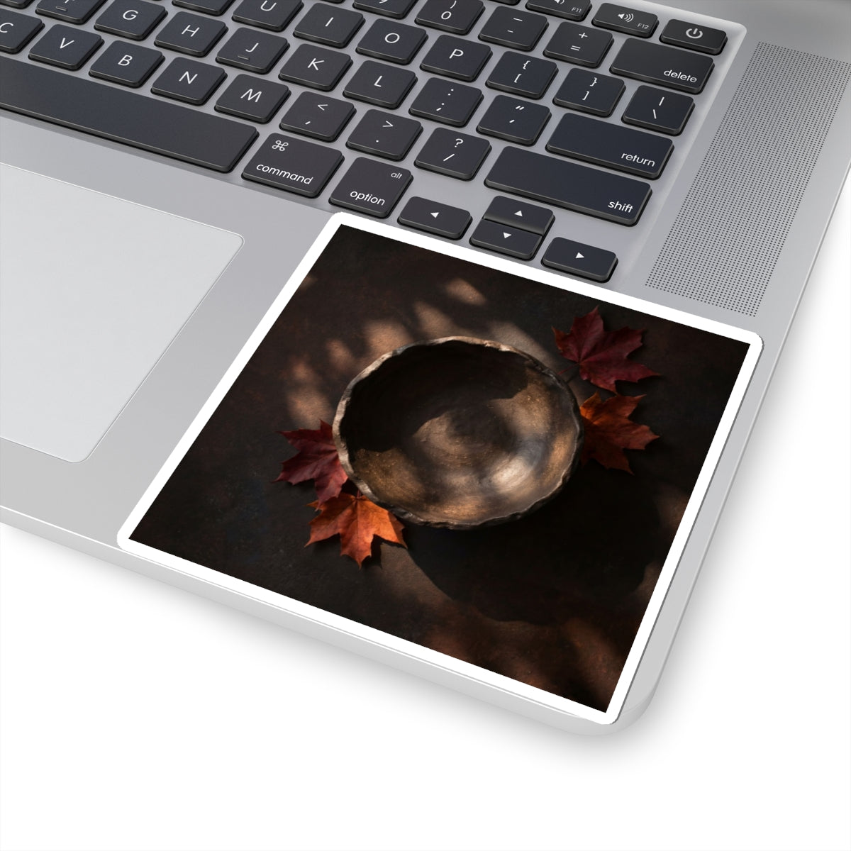 Dark Japandi Ceramic Bowl in Dappled | Dark Texture Sticker Art Print
