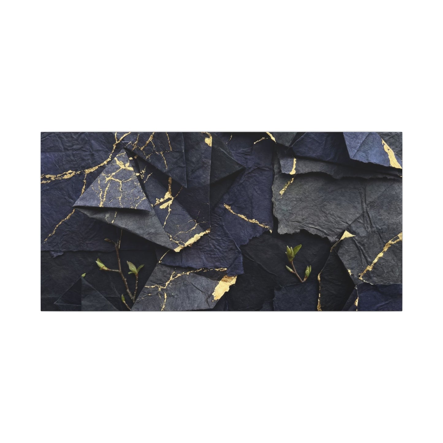 Beautiful Paper Fold Canvas Art - Crackle Gold Kintsugi