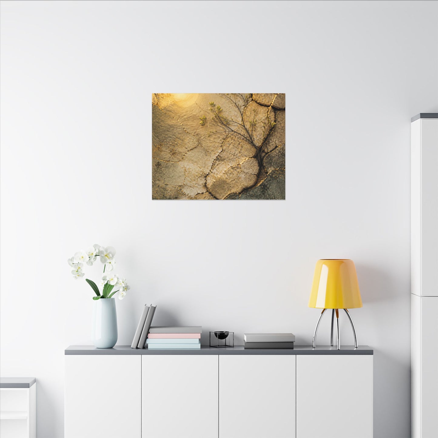 Cracked Earth Spring Canvas Art | Japandi Warm Design